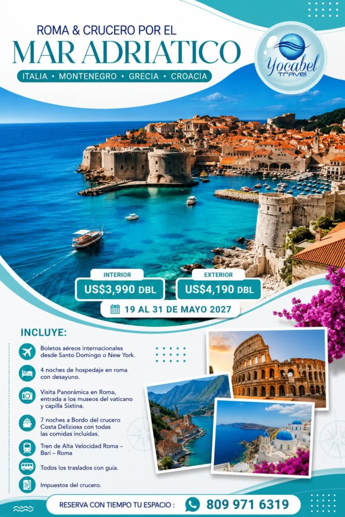 Mar adriáticoItalia, Montenegro, Grecia & Croacia.Del 19 al 31 de mayo 2027